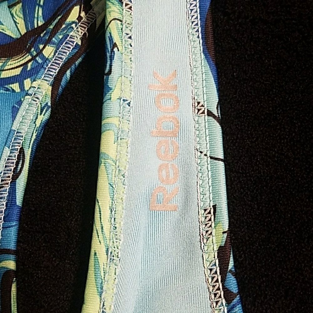 REEBOK WOMEN'S BLUE PAINT SWIRL RACERBACK SPORTS BRA, SIZE MEDIUM - Picture 2 of 5